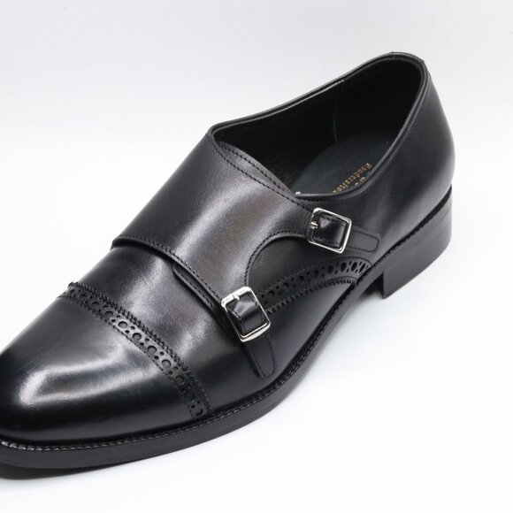 Lethato Handcrafted Men's Captoe Double Monk Strap Genuine Leather Modern - Picture 2 of 3